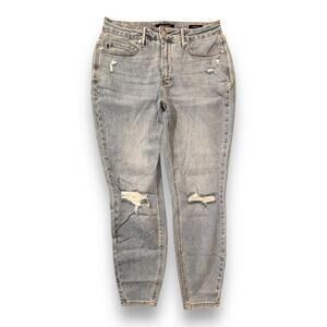 Judy Blue Light Wash Skinny Jeans Distressed High Rise Stretch Size 14W